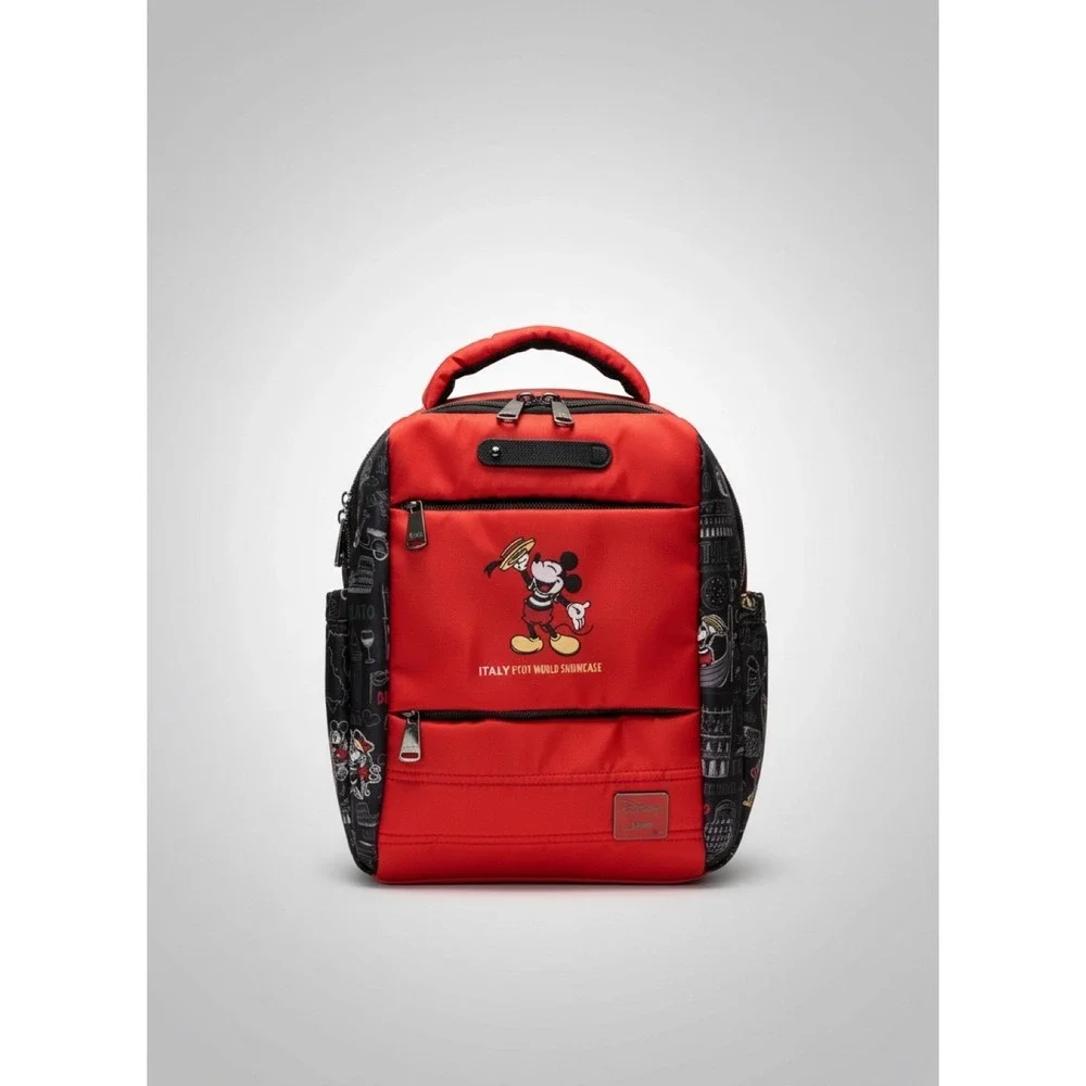 DISNEY EPCOT PARK BACKPACK/MICKEY ITALY/RED-BLACK/TRAVEL/NWT/55032926